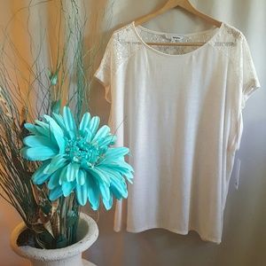 NWT Sonoma Lace Yoke Tee Plus Size 3X